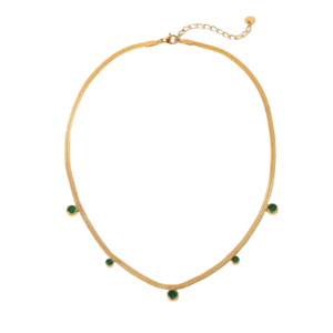 Emerald Zirconium Snake Chain Necklace 18K Gold Plated