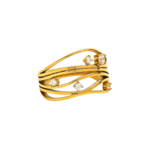 Bold Zirconium Stone Band Ring 18K Gold Plated