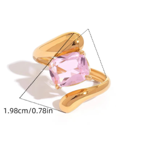 Cubic Pink Zirconium Ring 18K Gold Plated
