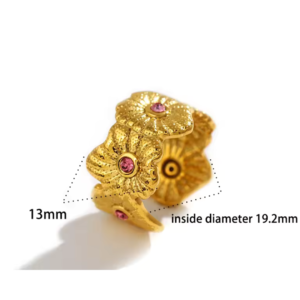 Flower Pink Zirconium Band Ring