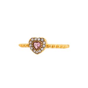Gold heart Minimal Zirconium Ring - 18K Gold Plated