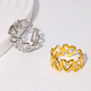 Heart Bold Band Ring - 18k Gold Plated