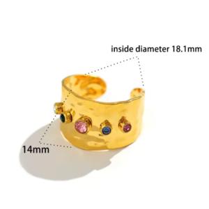 Multi Color Gemstone Ring 18K Gold Plated