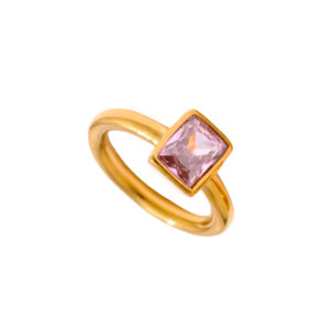 Pink Tourmaline Stone Ring 18K Gold Plated