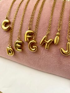 Initial Bubble Necklace 18K Gold Plated