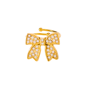 Zirconium Bow Ring 18K Gold Plated
