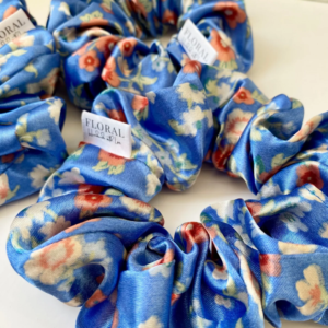 Printed Blue Scrunchie
