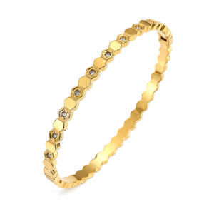 Honeycomb Brilliant Cut Zirconium Bracelet 18K Gold Plated