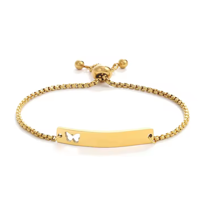 Laser Engraved 18K Gold-Plated Bracelet | Personalized Gift for Her