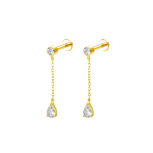 11Teardrop Cubic Zirconia Stud Earrings S925 Gold