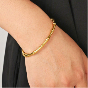 Bamboo Hand Cuff Bracelet 18K Gold Plated
