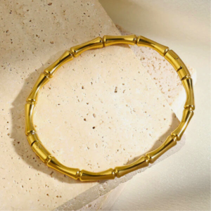 Bamboo Hand Cuff Bracelet 18K Gold Plated