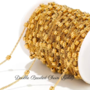 Personalized Custom Bracelet 18K Gold Plated - Double Beaded Chain (Gold)