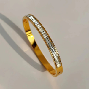 Zirconium Stone Hand Cuff Bracelet 18K Gold Plated