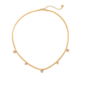 Zirconium Drop Snake Chain Necklace 18K Gold Plated