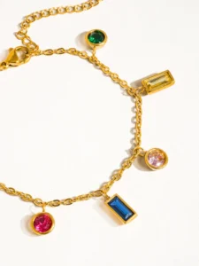 Multicolored Gemstone Bracelet 18K Gold Plated