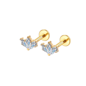 Cubic Zirconia Cut Stud Earrings Gold