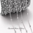 Personalized Custom Bracelet 18K Gold Plated - Beaded Chain (Silver)