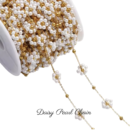 Personalized Custom Bracelet 18K Gold Plated - Daisy Pearl Chain
