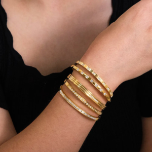 Zircon Bangle Bracelet 18K Gold Plated