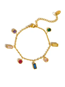 Multicolored Gemstone Bracelet 18K Gold Plated