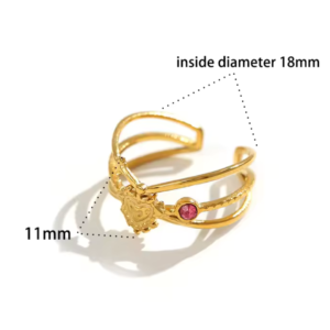 Boho Chic Gold Gemstone Adjustable Ring