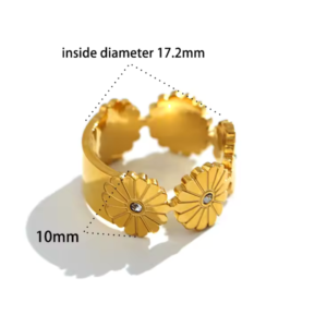 Daisy Zirconium Band Ring - 18k Gold plated
