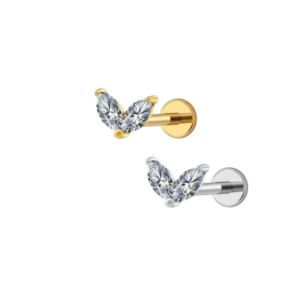 Double Marquise Leaf Labret Zirconium Studs S925