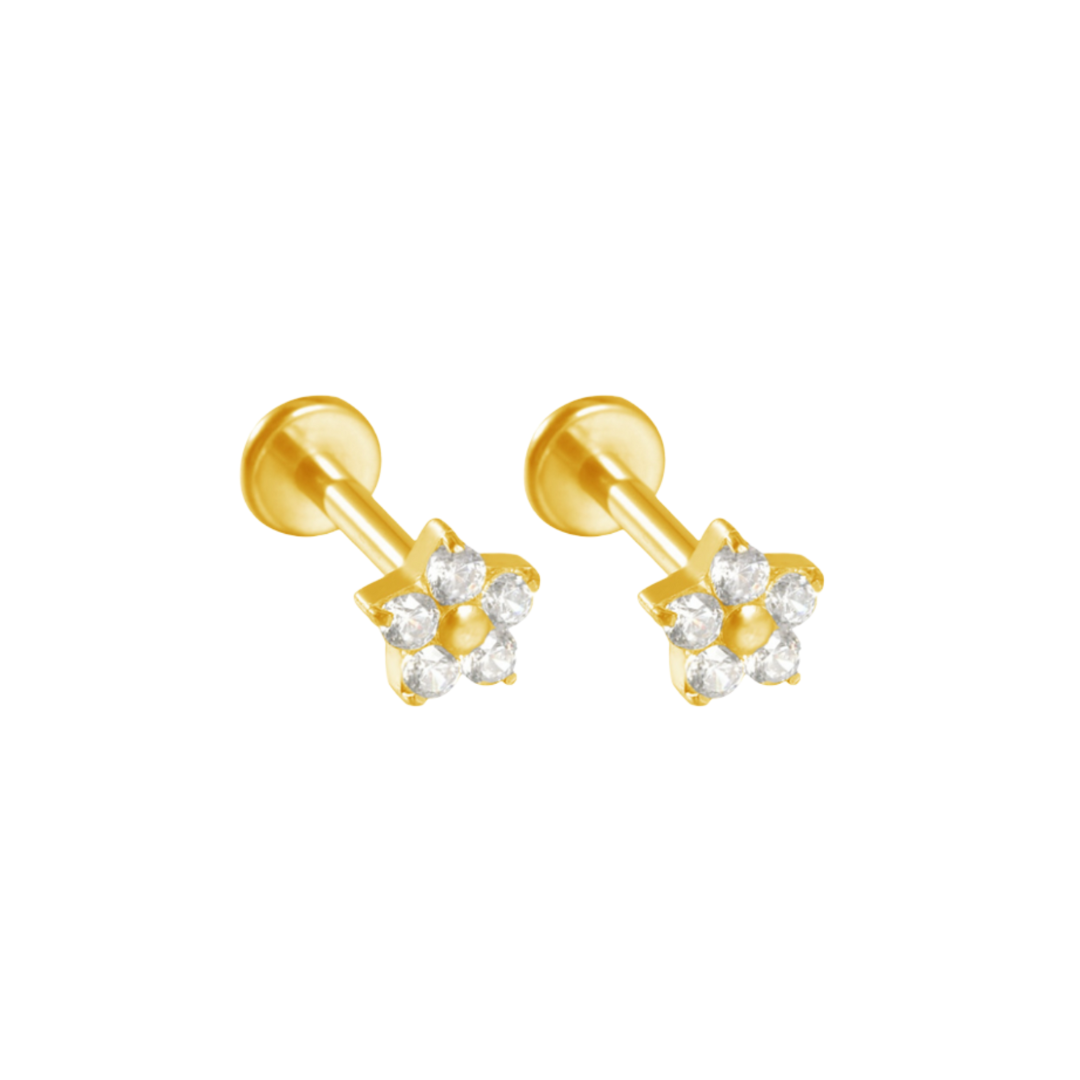 Flower Zirconium Labret Zirconium Stud S925 Gold