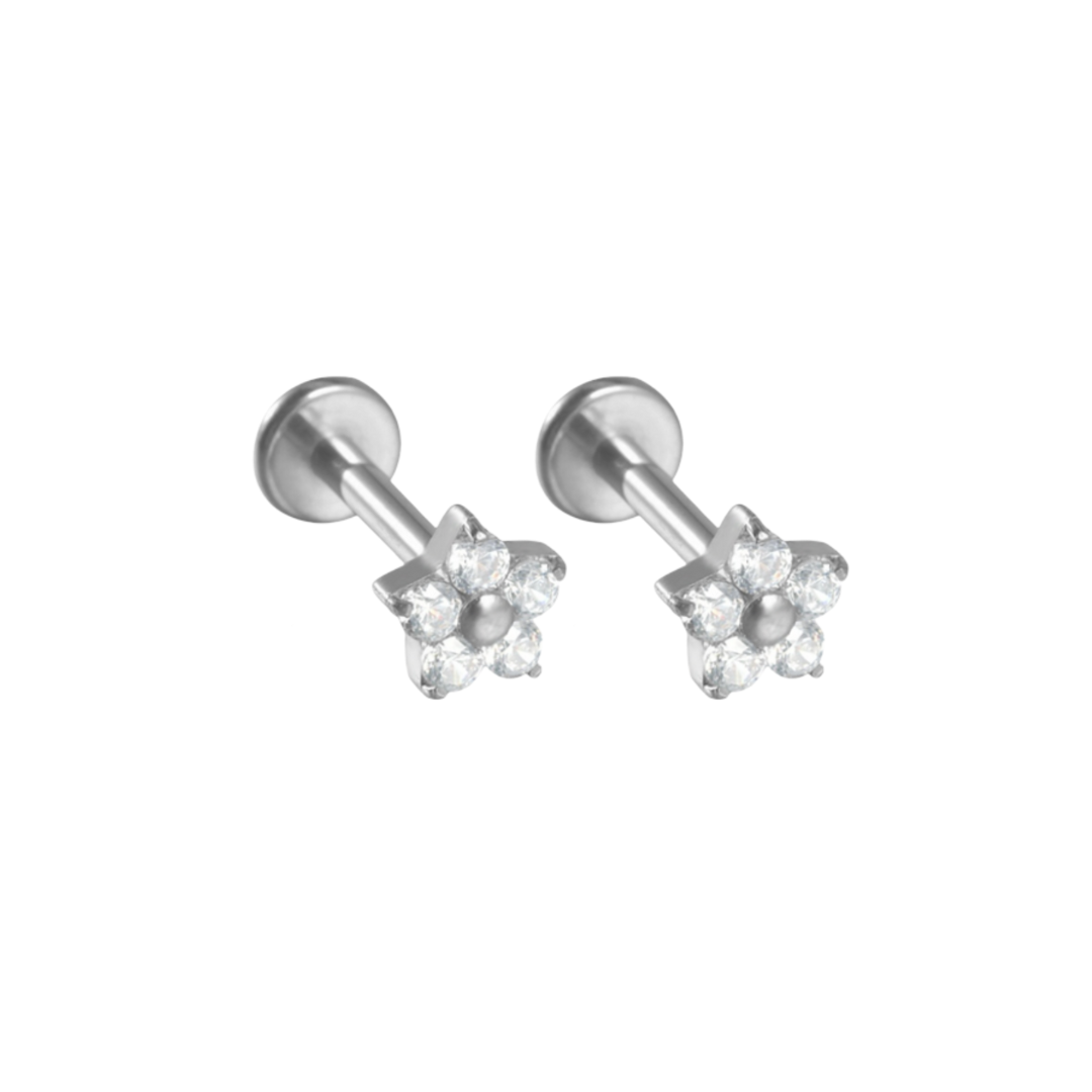 Flower Zirconium Labret Zirconium Stud S925 Silver