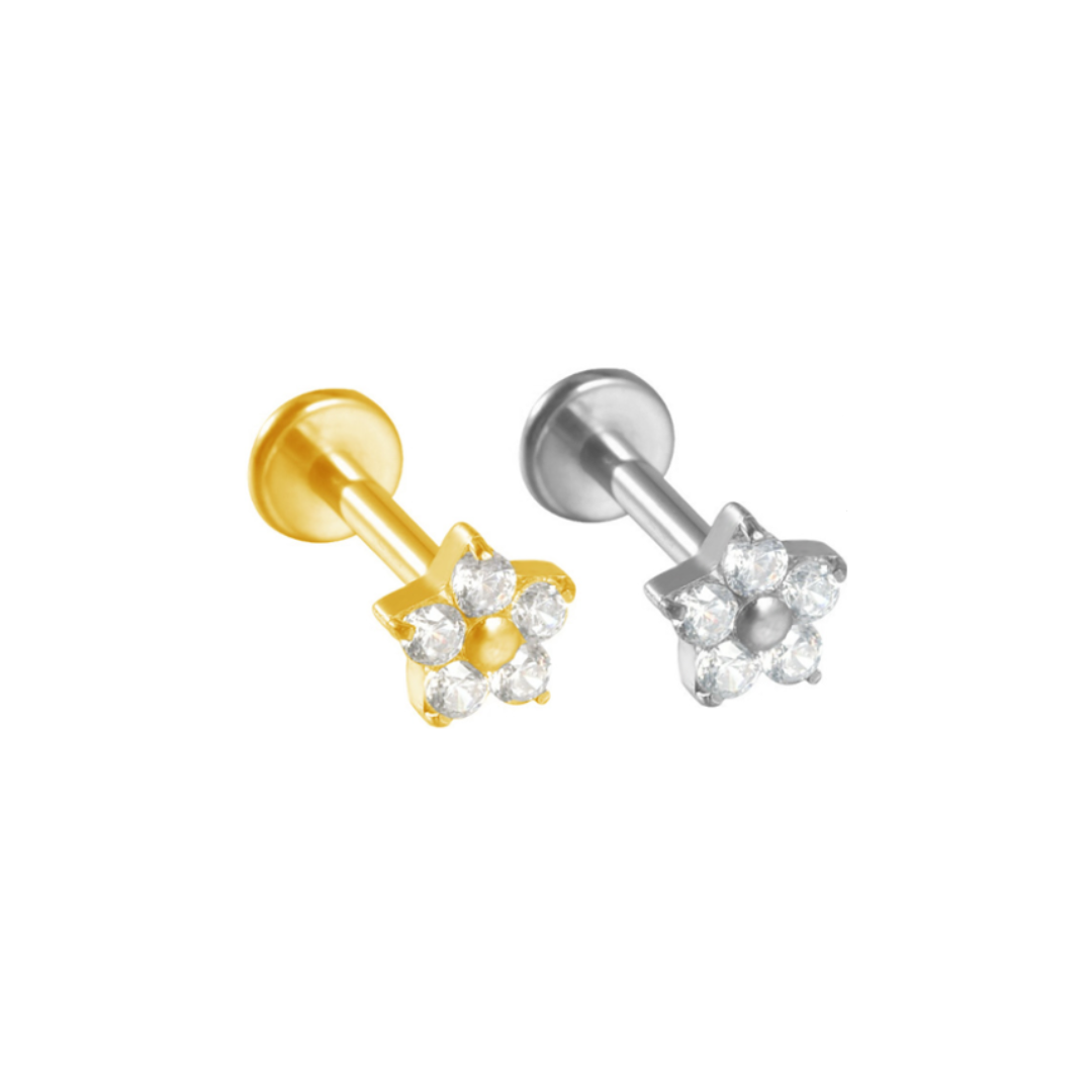 Floral Labret Zirconium Studs S925