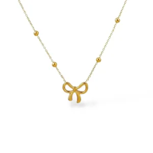 Bow Pendant Necklace 18K Gold Plated