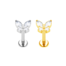 Titanium Butterfly Labret Zirconium Stud S925
