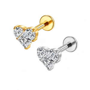 Heart Cut Zirconium Labret Titanium Stud S925