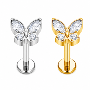 Butterfly Zirconium Labret Titanium Stud S925