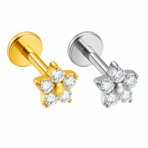 Floral Labret Zirconium Studs S925