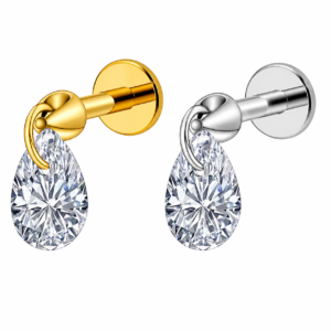 Floating Teardrop Zirconium Labret Titanium Stud S925