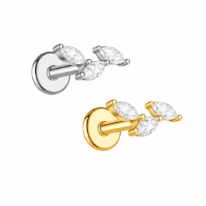 Marquise Leaf Cluster Zirconium Labret Titanium Stud S925