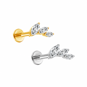 Marquise Cut Leaf Zirconium Labret Titanium Stud S925