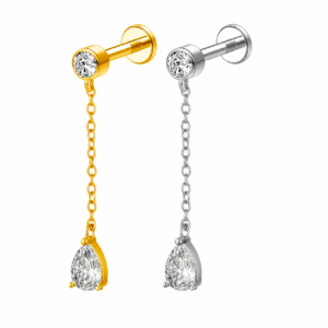 Teardrop Cubic Zirconium Labret Titanium Stud S925