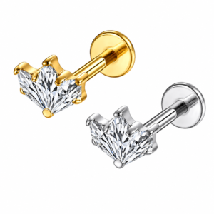 Cubic Cut Zirconium Labret Titanium Stud S925