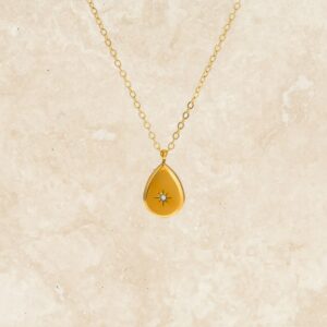 Teardrop Zirconium Necklace 18K Gold-Plated