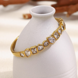 Geometric Cubic Zirconium Bracelet 18K Gold Plated