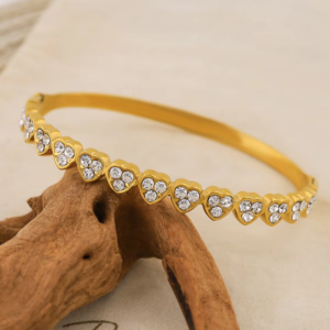 Heart Zirconia Bracelet 18K Gold Plated