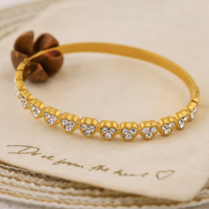 Heart Zirconia Bracelet 18K Gold Plated