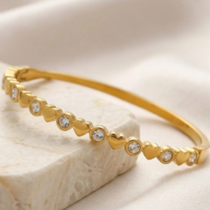 Hearts & Zirconium Tennis Bracelet 18K Gold Plated