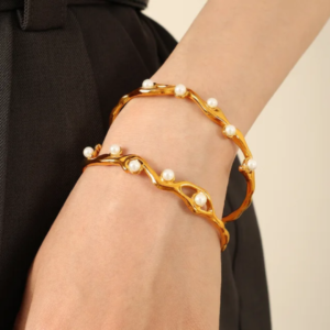 Pearl Geometric Bracelet 18K Gold Plated