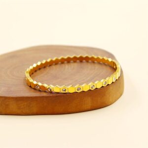 Honeycomb Brilliant Cut Zirconium Bracelet 18K Gold Plated