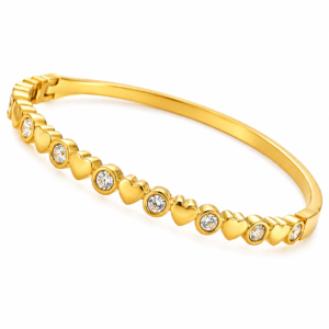 Hearts & Zirconium Tennis Bracelet 18K Gold Plated